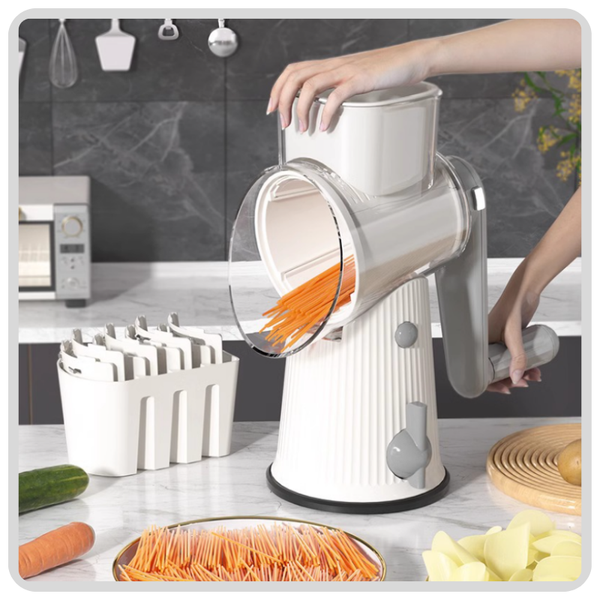 5 In1 Round Manual Vegetable Cutter - White