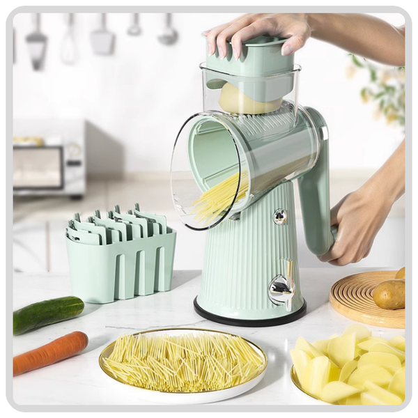 5 In1 Round Manual Vegetable Cutter - Green