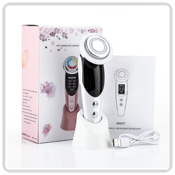 7 in 1 RF EMS Facial Massager Skin Care Tools Face Lift Multifunction Firm Device Skin Rejuvenation Wrinkle Removal Face Beauty - White