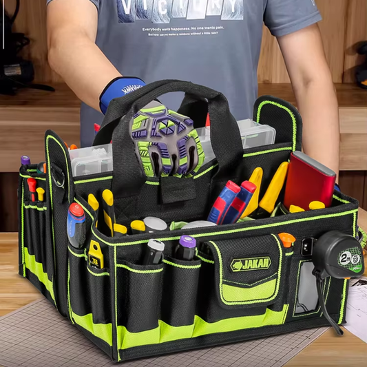 JAKAH 40-Pocket Tool Tote – Multi-Purpose Professional Organizer, Size 15 × 10,6 × 11 in (38 x 27 x 28 cm)