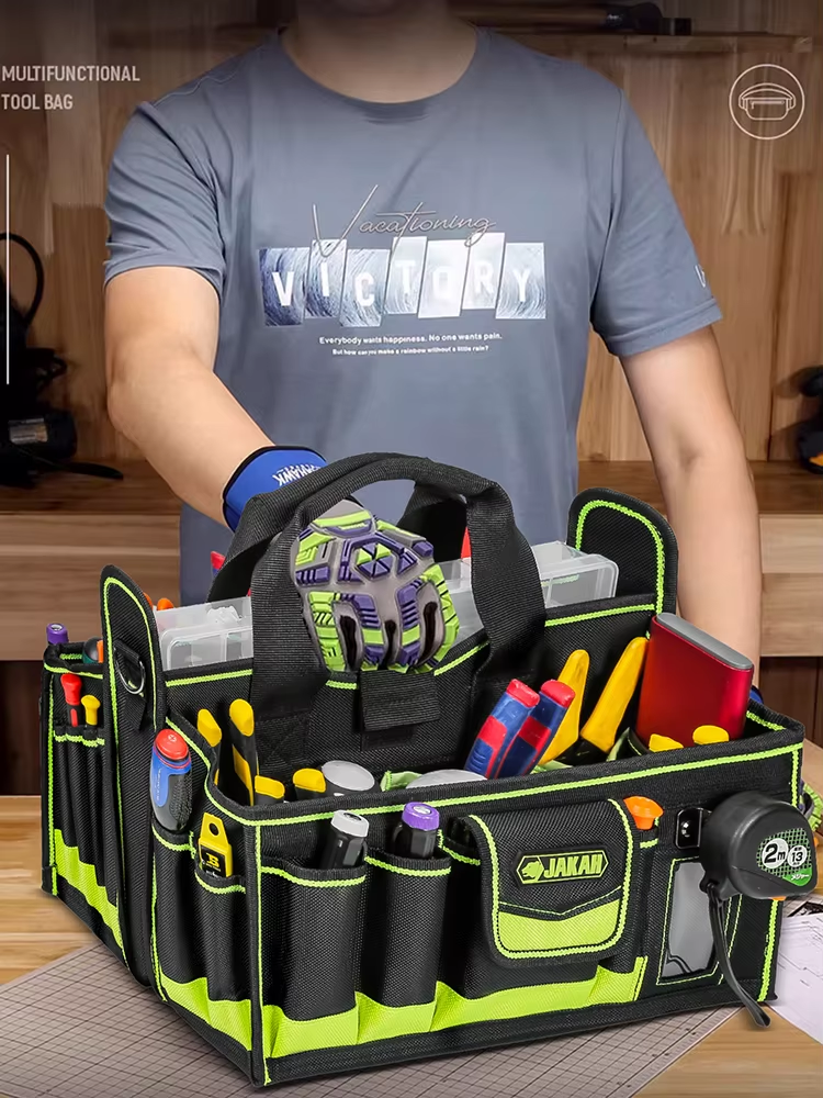 JAKAH 40-Pocket Tool Tote – Multi-Purpose Professional Organizer, Size 15 × 10,6 × 11 in (38 x 27 x 28 cm)