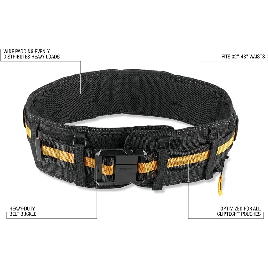 TOUGHBUILT TB-CT-41 Padded Belt with Heavy Duty Clip Buckle and Back Support Construction Work Belts Toughbuilt Tools