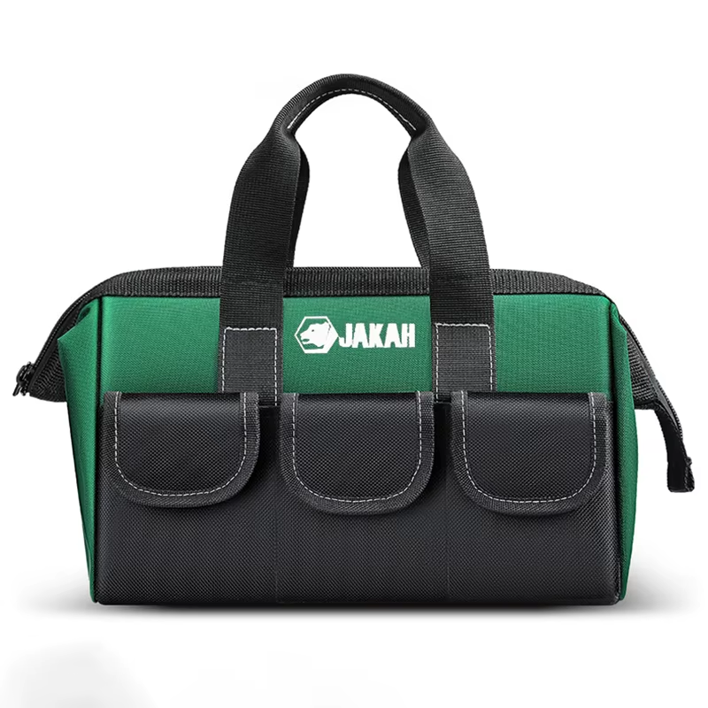 JAKAH Tool Tote – Wide Mouth Waterproof Bag, Size 16,9 × 8,7 × 12,2 in (42 x 23 x 28 cm) -  Black/Green