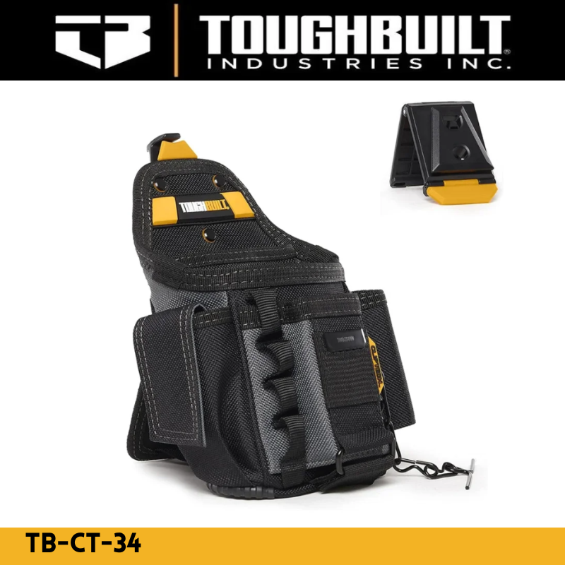 TOUGHBUILT TB-CT-34 Small Electricians Pouch  - For Tool Belt 13 Pockets And Loops Black-Duty Construction