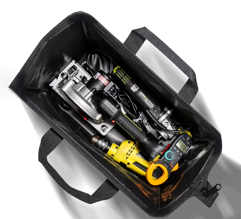 JAKAH Tool Tote – Wide Mouth Waterproof Bag, Size 11,8 × 6,7 × 8,3 in (30 x 17 x 21 cm) -  Black/Green