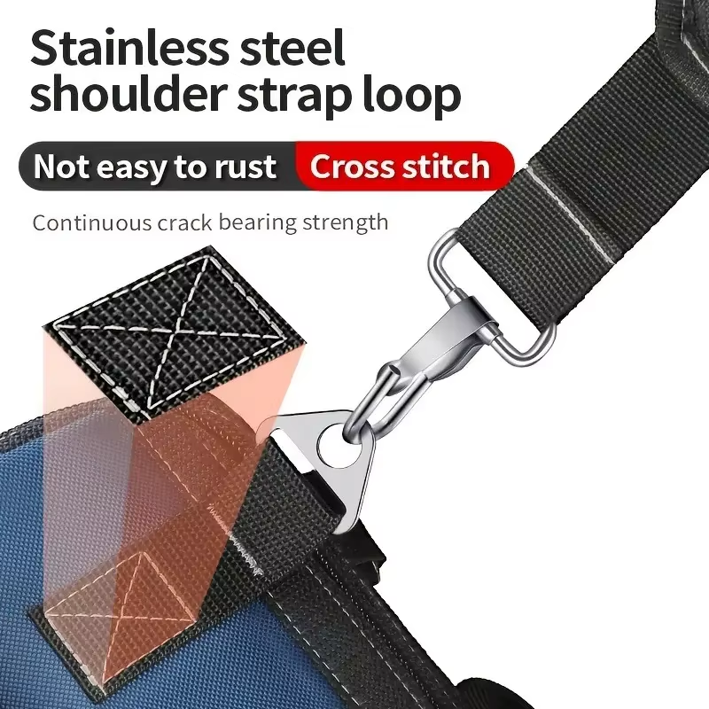 JAKAH Heavy Duty Multi-Purpose Tool Bag , Reinforced Plastic Bottom, Size 16,9 × 7,9 × 11,4 in (43 x 20 x 29 cm) - Black/Blue