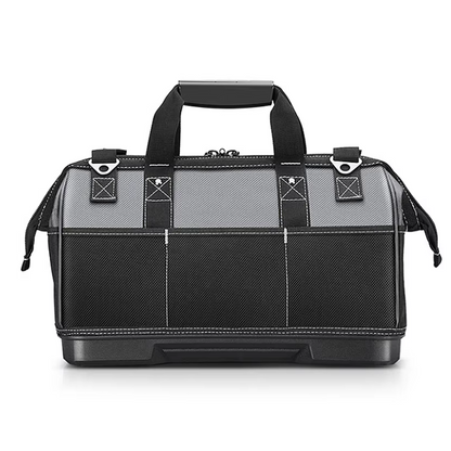 JAKAH Heavy Duty Multi-Purpose Tool Bag , Reinforced Plastic Bottom, Size 15,4 × 7,9 × 11 in (39 x 20 x 28 cm) - Black/Grey