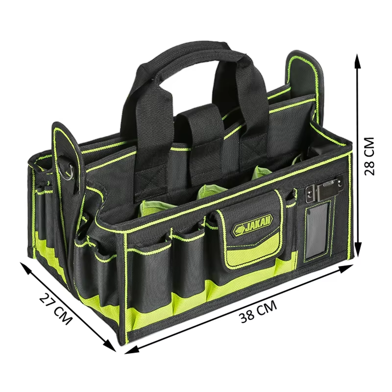 JAKAH 40-Pocket Tool Tote – Multi-Purpose Professional Organizer, Size 15 × 10,6 × 11 in (38 x 27 x 28 cm)
