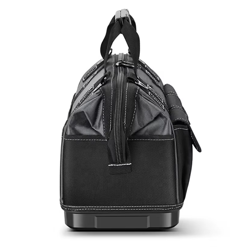 JAKAH Heavy Duty Multi-Purpose Tool Bag , Reinforced Plastic Bottom, Size 15,4 × 7,9 × 11 in (39 x 20 x 28 cm) - Black/Grey