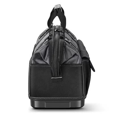 JAKAH Heavy Duty Multi-Purpose Tool Bag , Reinforced Plastic Bottom, Size 16,9 × 7,9 × 11,4 in (43 x 20 x 29 cm) - Black/Grey