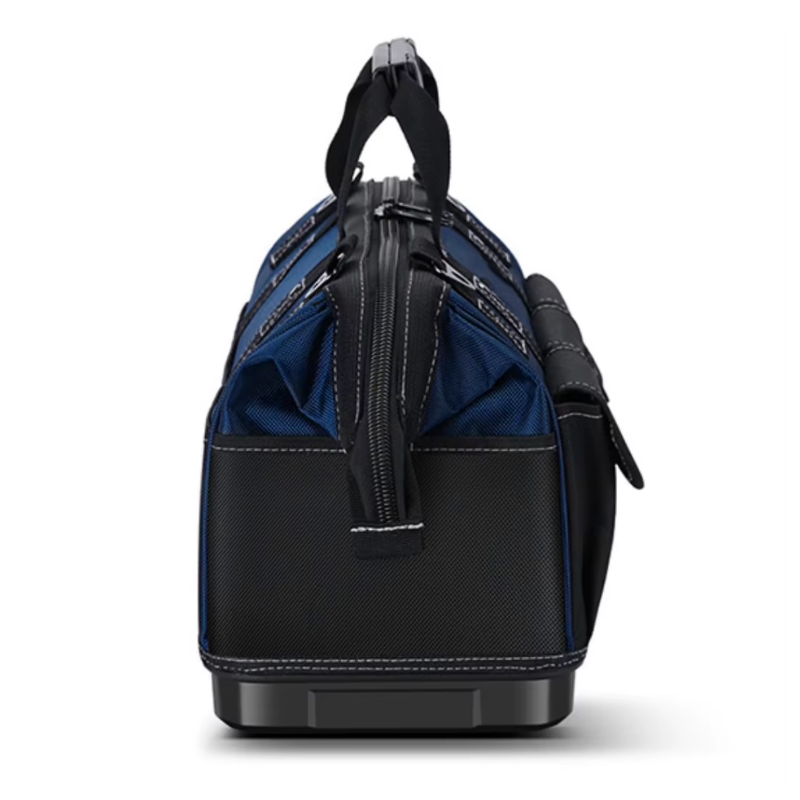 JAKAH Heavy Duty Multi-Purpose Tool Bag , Reinforced Plastic Bottom, Size 16,9 × 7,9 × 11,4 in (43 x 20 x 29 cm) - Black/Blue