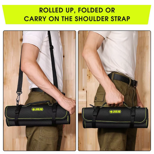 JAKAH Roll Up Tool Bag, Multi-pockets Tool Organiser, 11 Interior Pockets, Ideal for Craftsmen, Electricians, Heavy Duty,  27 × 14,4 in (68,5 x 36,5cm)