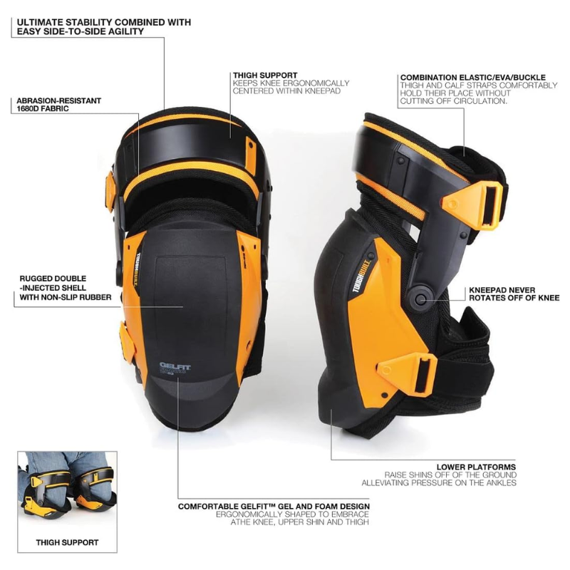 TOUGHBUILT GelFi Thigh Support Knee Pad TB-KP-G3 Dual Color Anti Slip Silicone Knee Pad Knee Protection Tool