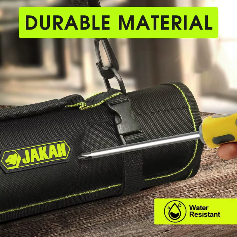 JAKAH Roll Up Tool Bag, Multi-pockets Tool Organiser, 11 Interior Pockets, Ideal for Craftsmen, Electricians, Heavy Duty,  27 × 14,4 in (68,5 x 36,5cm)