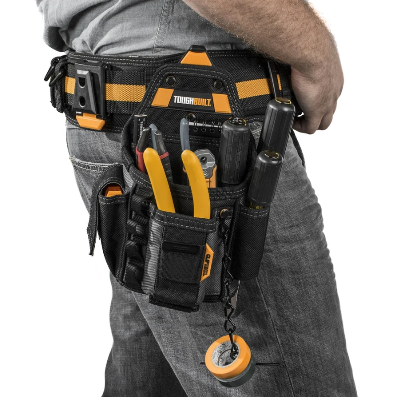 TOUGHBUILT Small Electricians Pouch TB-CT-34 - For Tool Belt 13 Pockets And Loops Black-Duty Construction