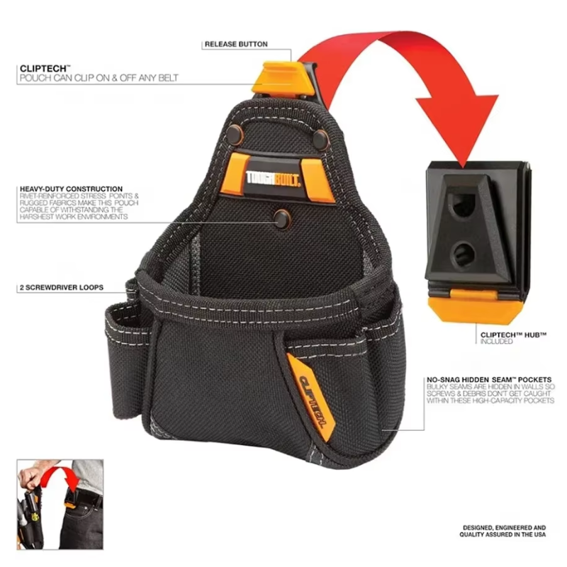 TOUGHBUILT Multifunctional Bag TB-CT-25 - Comes With 5 Pockets And A Buckle Tool Bag, Portable Storage Bag, Belt Bag