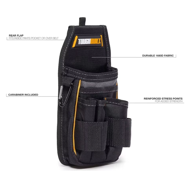 TOUGHBUILT Sturdy And Durable Belt Tool Bag TB-222 Organizer Bag - Rear Pocket Flap - Can Be Worn Over Pants Or Belts