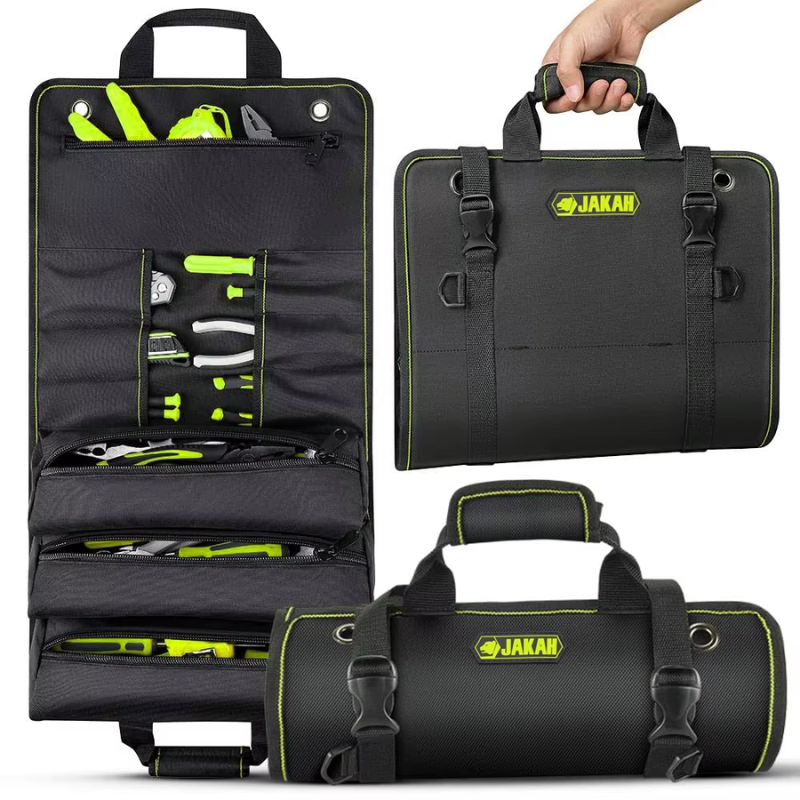 JAKAH Roll Up Tool Bag, Multi-pockets Tool Organiser, 11 Interior Pockets, Ideal for Craftsmen, Electricians, Heavy Duty,  27 × 14,4 in (68,5 x 36,5cm)