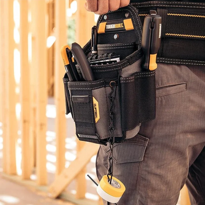 TOUGHBUILT TB-CT-34 Small Electricians Pouch  - For Tool Belt 13 Pockets And Loops Black-Duty Construction