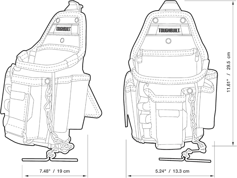 TOUGHBUILT Small Electricians Pouch TB-CT-34 - For Tool Belt 13 Pockets And Loops Black-Duty Construction