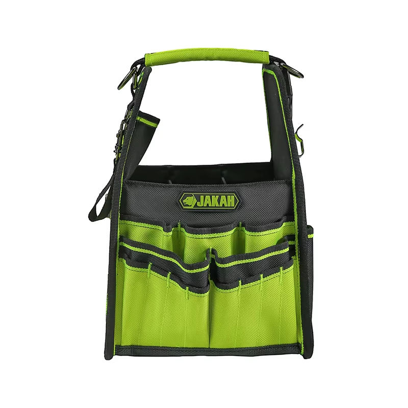 JAKAH 23 pockers & loops Tool Tote with Handle for Easy Tool Access, Water-Resistant Construction 8,7x8x13,4 (22x20x34 cm) - Black/Green