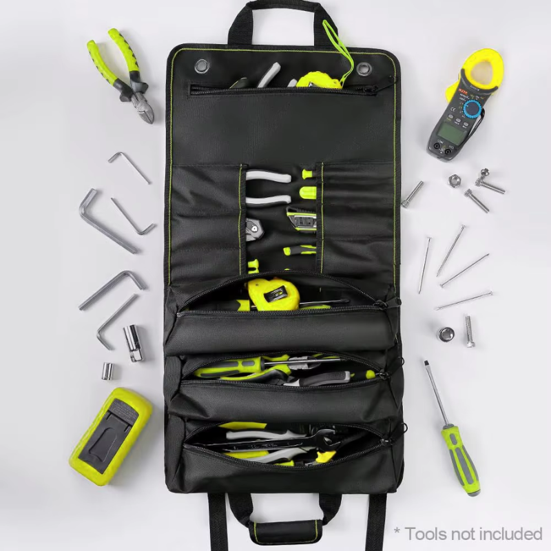 JAKAH Roll Up Tool Bag, Multi-pockets Tool Organiser, 11 Interior Pockets, Ideal for Craftsmen, Electricians, Heavy Duty,  27 × 14,4 in (68,5 x 36,5cm)
