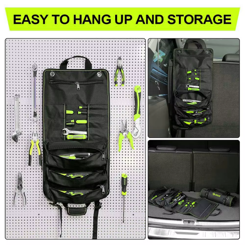 JAKAH Roll Up Tool Bag, Multi-pockets Tool Organiser, 11 Interior Pockets, Ideal for Craftsmen, Electricians, Heavy Duty,  27 × 14,4 in (68,5 x 36,5cm)
