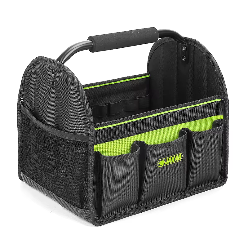 JAKAH Quick Load Collapsible Detailing Caddy & Storage Organize (For Cars, Trucks, SUVs, RVs, Home, Workspace), Size 12,6 × 9,4 × 10,2 in (32 x 24 x 26 cm) - Black/Green