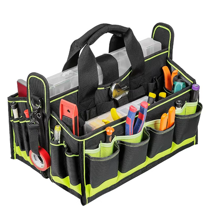 JAKAH 40-Pocket Tool Tote – Multi-Purpose Professional Organizer, Size 15 × 10,6 × 11 in (38 x 27 x 28 cm)