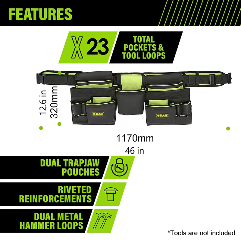 JAKAH Tool Belt, Adjustable Waist Pouch with Magnetic Tool Holder, Durable Belt