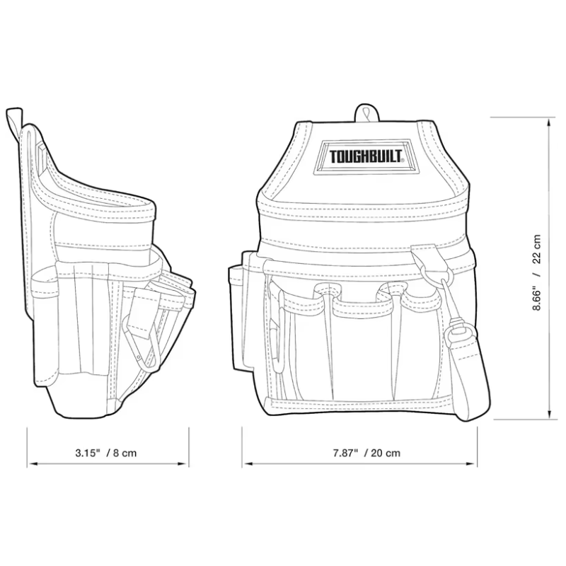 TOUGHBUILT Multi-Purpose Tool Pouch TB-229 – Wear-Resistant with Padded Waist Belt & Shoulder Strap