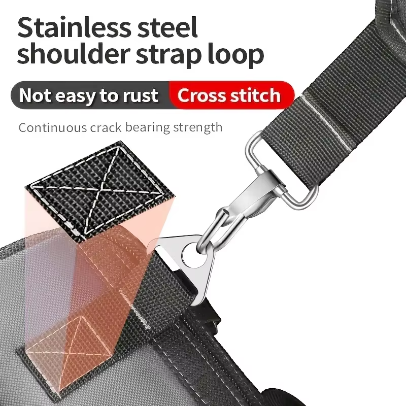 JAKAH Heavy Duty Multi-Purpose Tool Bag , Reinforced Plastic Bottom, Size 16,9 × 7,9 × 11,4 in (43 x 20 x 29 cm) - Black/Grey