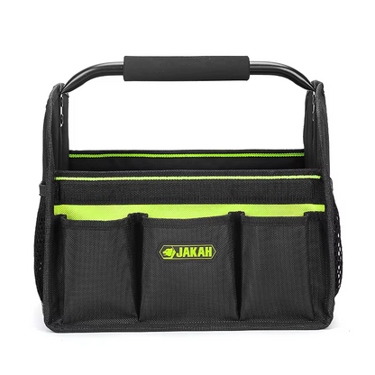 JAKAH Quick Load Collapsible Detailing Caddy & Storage Organize (For Cars, Trucks, SUVs, RVs, Home, Workspace), Size 12,6 × 9,4 × 10,2 in (32 x 24 x 26 cm) - Black/Green