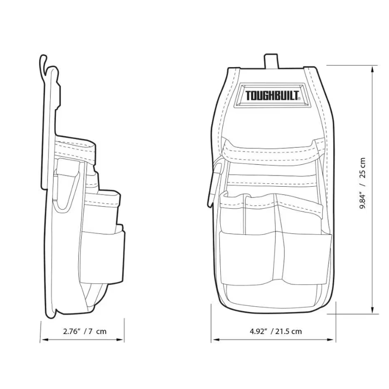 TOUGHBUILT Sturdy And Durable Belt Tool Bag TB-222 Organizer Bag - Rear Pocket Flap - Can Be Worn Over Pants Or Belts