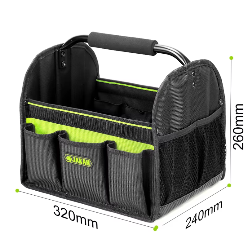 JAKAH Quick Load Collapsible Detailing Caddy & Storage Organize (For Cars, Trucks, SUVs, RVs, Home, Workspace), Size 12,6 × 9,4 × 10,2 in (32 x 24 x 26 cm) - Black/Green