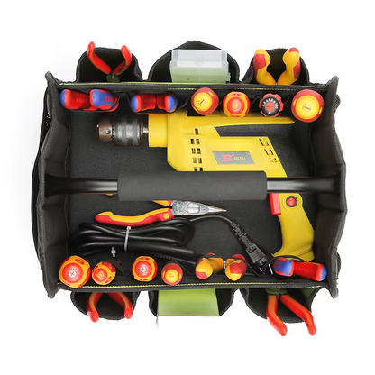 JAKAH Quick Load Collapsible Detailing Caddy & Storage Organize (For Cars, Trucks, SUVs, RVs, Home, Workspace), Size 12,6 × 9,4 × 10,2 in (32 x 24 x 26 cm) - Black/Green