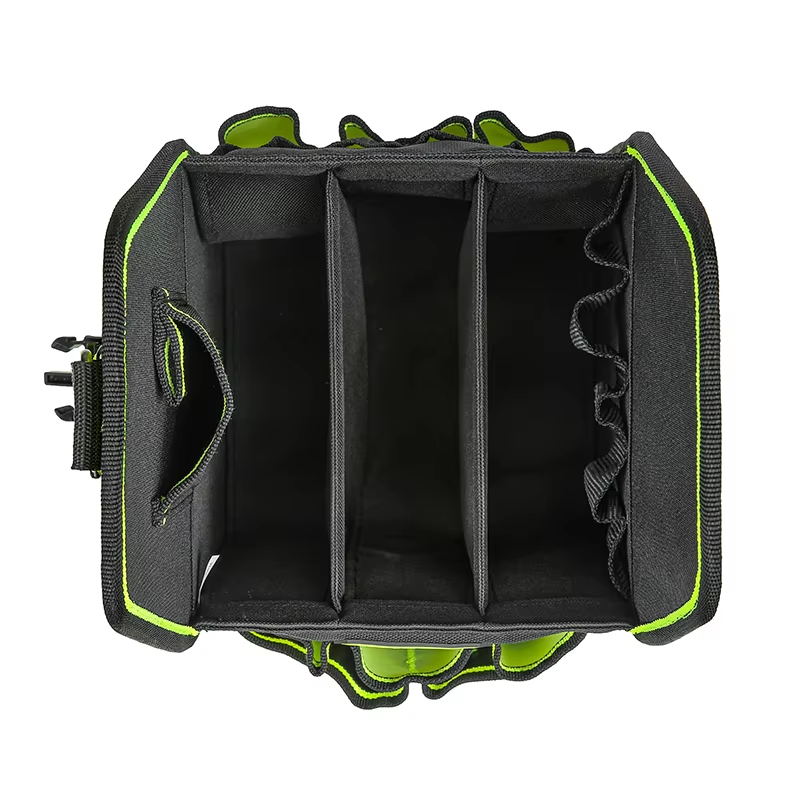 JAKAH 23 pockers & loops Tool Tote with Handle for Easy Tool Access, Water-Resistant Construction 8,7x8x13,4 (22x20x34 cm) - Black/Green