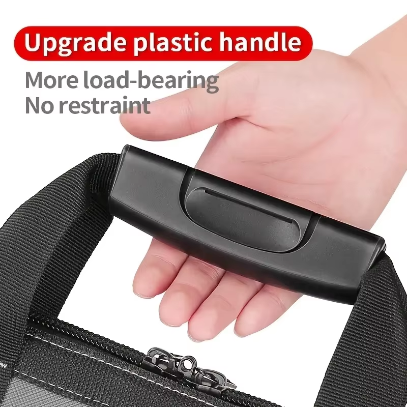 JAKAH Heavy Duty Multi-Purpose Tool Bag , Reinforced Plastic Bottom, Size 16,9 × 7,9 × 11,4 in (43 x 20 x 29 cm) - Black/Grey