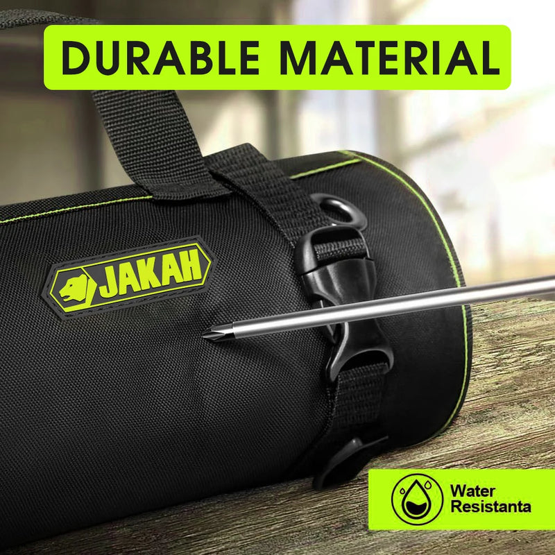 JAKAH Roll Up Tool Bag, Multi-pockets Tool Organiser, 25 Interior Pockets, Ideal for Craftsmen, Electricians, Heavy Duty,  27 × 14,4 in (68,5 x 36,5cm)