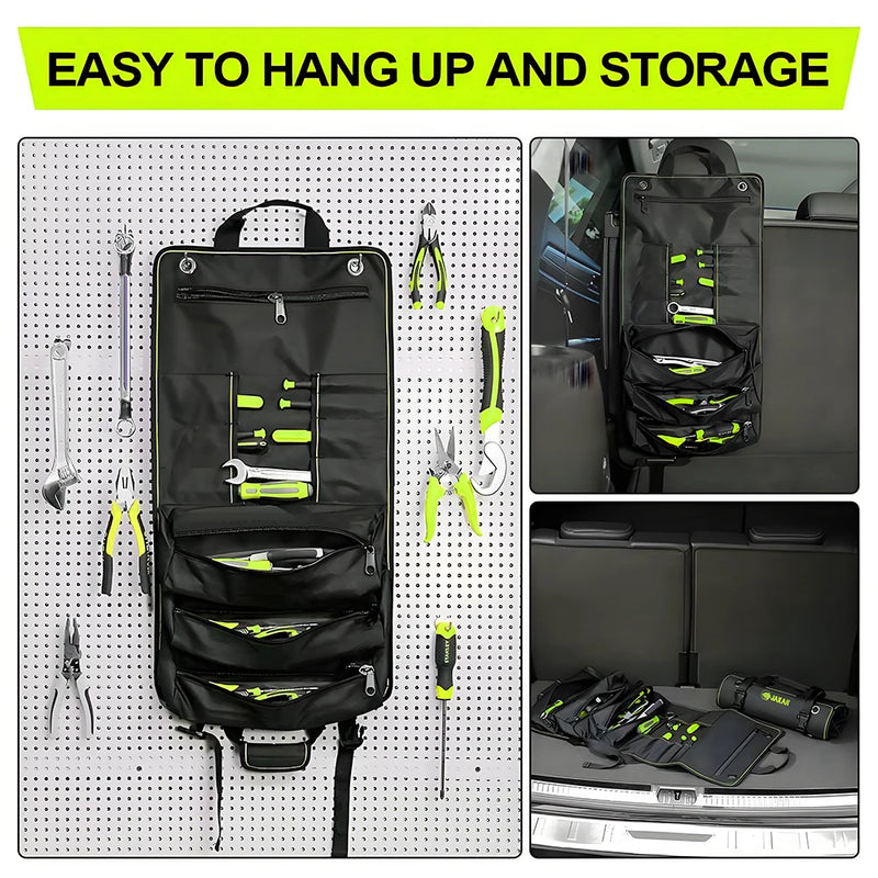 JAKAH Roll Up Tool Bag, Multi-pockets Tool Organiser, 25 Interior Pockets, Ideal for Craftsmen, Electricians, Heavy Duty,  27 × 14,4 in (68,5 x 36,5cm)